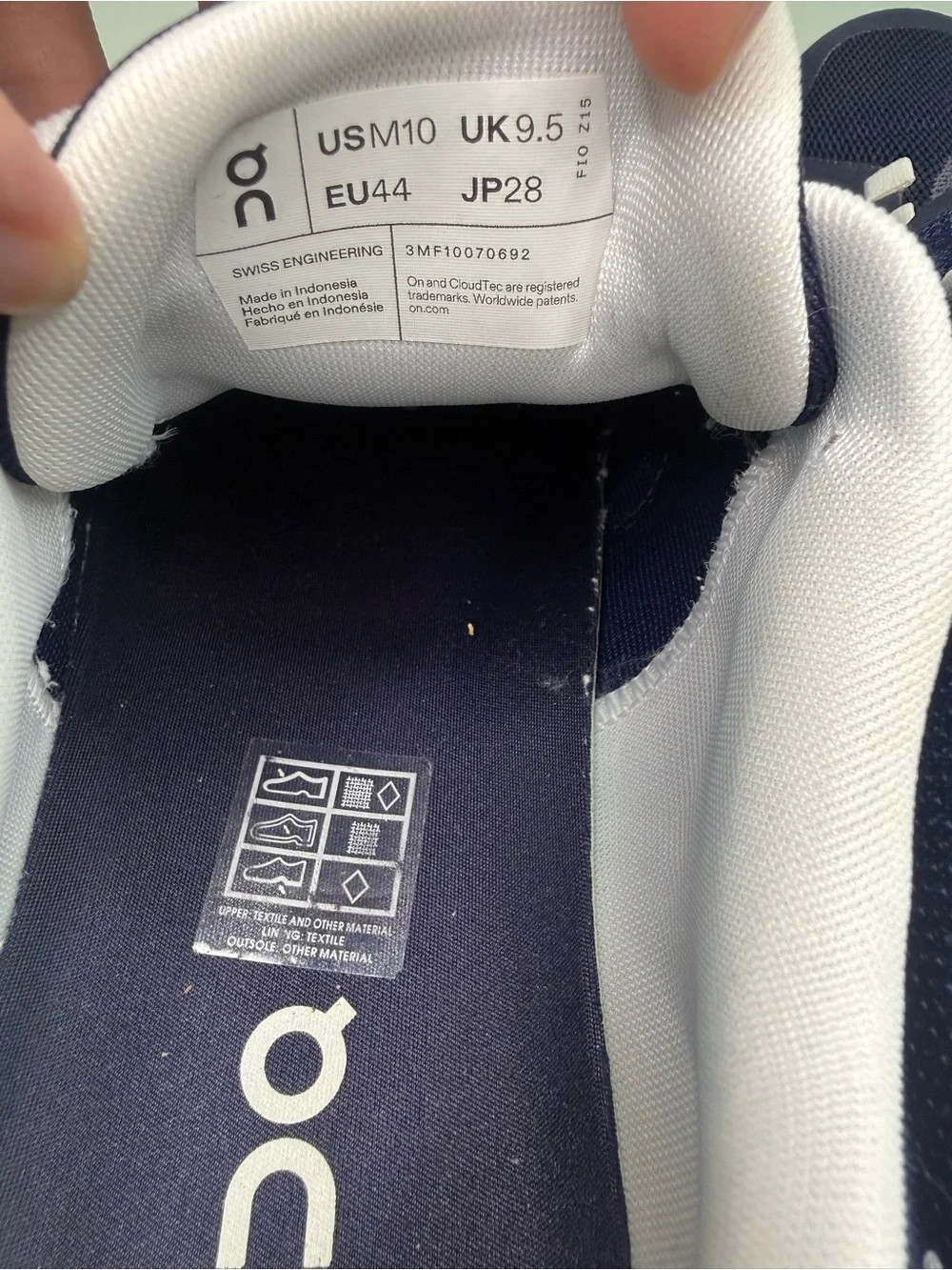 On Running Cloud 6 Midnight White Navy Blue Men's Size 10 Sneaker 3MF10070692